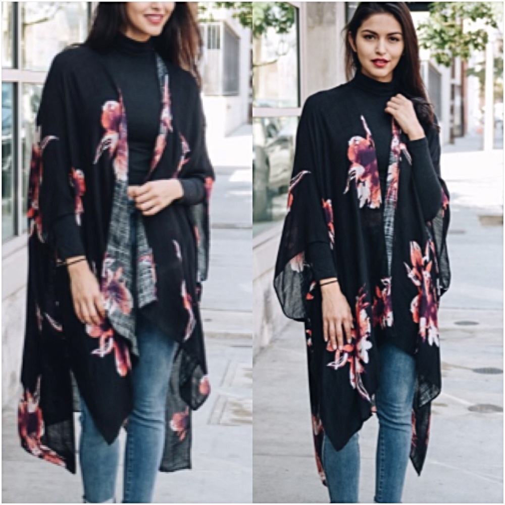 Boho Lightweight Floral Kimono Wrap Coverup - Picture 4 of 8